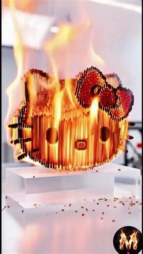 HELLO KITTY Made of 5000 Matches Then DESTROYED 🔥 #satisfying #fire #asmr