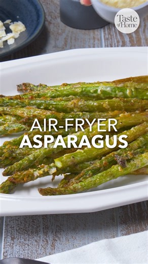 39K views · 120 reactions | Air-fryer asparagus turns a favorite side dish into a quick and flavor-rich recipe that cooks in mere minutes. Full recipe here: https://trib.al/W0VLYN6 | Taste of Home | Facebook