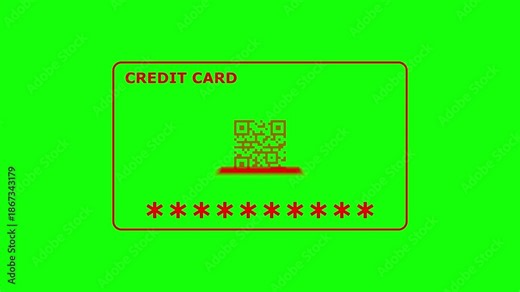 Credit card digital scanner animation on green screen background with motion laser scanning
