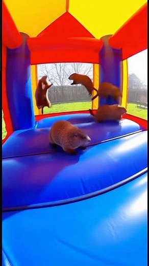 Groundhogs Take Over the Bouncy House #groundhog #cute