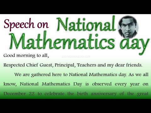 National mathematics day speech in English 2025 speech on mathematics day Maths day speech English