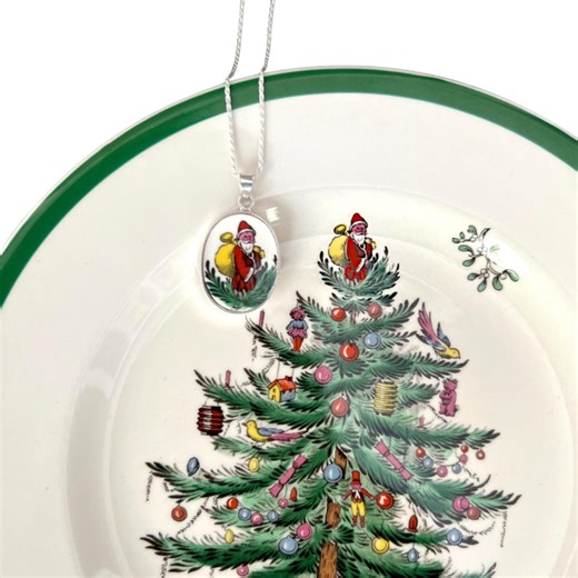 Spode Christmas Tree China Santa Necklace With Upcycled Porcelain Pendant, Unique Handcrafted Vintage China Jewelry Christmas Gift for Women - Etsy
