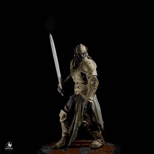 Dark Elf Fighter Miniature | Sword Warrior | Unpainted Resin 28mm 32mm 54mm 75mm 100mm - Etsy