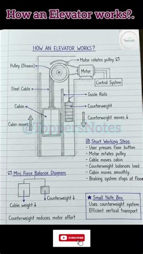 How an Elevator works?#ToppersNotes#engineering #english #ytshorts #shortsfeed #yt #trendingshorts