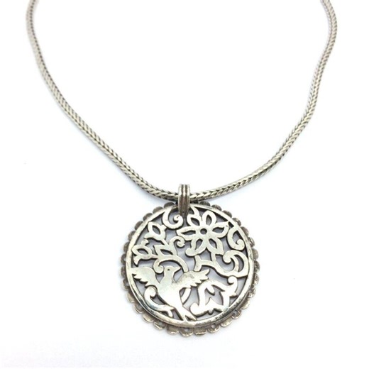 VINTAGE BRIGHTON NECKLACE Silver Tone Hummingbird Floral Cutout Pendant Chain - Etsy