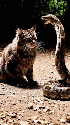 python vs cat fighting 😱