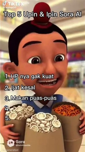 top singko Upin & Ipin sora ai part: 10 #upinipin #soraai #topsingko #absurd #meme