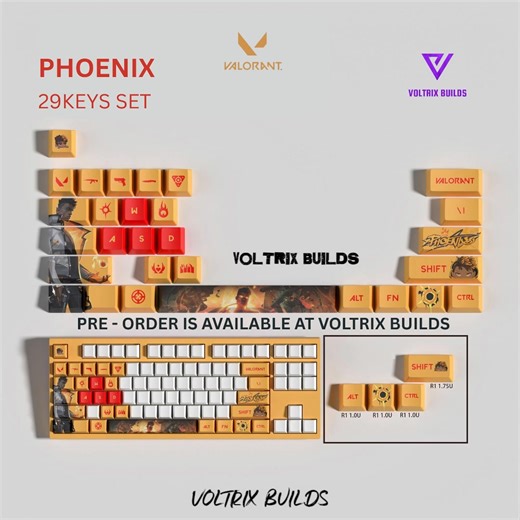 Every agent. One keyboard. 🎮🔥 VALORANT Agent Keycaps – 𝟐𝟗 𝐊𝐞𝐲𝐬 𝐩𝐞𝐫 𝐒𝐞𝐭 Pick your favourite agent & flex your setup 📦 Pre-Order | ⏳ 15 Days Delivery Voltrix Builds | Voltrix Builds