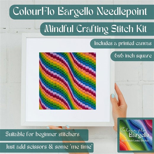 Bargello Needlepoint Kit: Rainbow Printed Tapestry Canvas, DIY Craft 6x6 Inch - Etsy UK