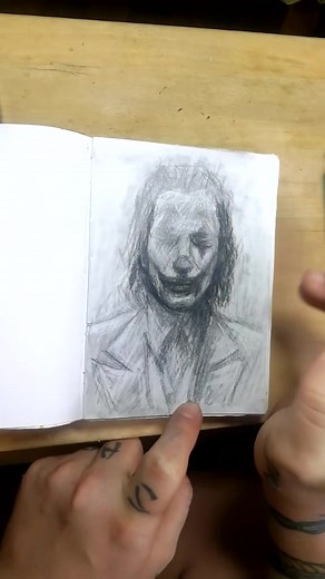 30 minute Joker sketch to break in my handmade sketchbook, feeling rusty! #thejoker #joker #drawing #thatslife #batman #sketch #timelapse #sketchbook