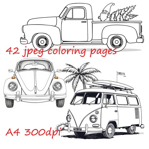 Vintage Car Coloring Pages - 42 Classic Vehicle Illustrations (digital Download A4) - Etsy
