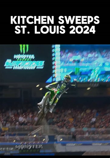 During the 2024 triple crown in St. Louis, Levi kitchen delivered a dominant ride with 1-1-1 scores to sweep for the win 🔥 - #moto #mx #motocross #sx #supercross
