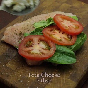 If you're looking for a way to spice up your routine chicken breast recipe, then give this recipe a try🍗💪🏻 ! INGREDIENTS: 6 oz chicken breast 1/2 cup raw spinach 1 Roma tomato 2 tbsp feta cheese 1/2 cup brown rice DIRECTIONS: - Set oven to 375 degrees F. - Slice the chicken breast down the middle to make it look like a butterfly; be careful not to slice all the way through the chicken breast. - Season the chicken breast with your choice of seasonings. - Open the chicken breast and, on one sid