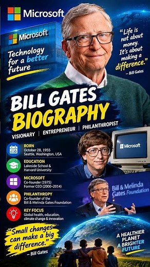 From a young computer enthusiast to the co-founder of Microsoft — discover of Bill Gates. 💻🌎