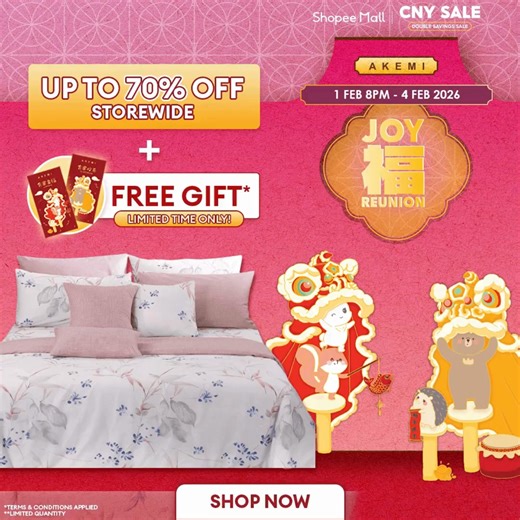 🛏️🧧🐎 𝐀𝐊𝐄𝐌𝐈 𝐱 𝟐.𝟐 𝐒𝐡𝐨𝐩𝐞𝐞 𝐂𝐍𝐘 𝐒𝐚𝐥𝐞 🐎🧧🛏️ 🗓️ 𝟏 𝐅𝐞𝐛 (𝟖𝐏𝐌) - 𝟒 𝐅𝐞𝐛 𝟐𝟎𝟐𝟔 Welcome the Lunar New Year with comfort, prosperity and fresh beginnings 🧧🐎✨ It’s the perfect moment to refresh your bedroom, uplift your home, and prepare cosy essentials for reunion dinners, festive guests and peaceful nights of rest 🏮🌸🛏️ 🧧🐎 Start the New Year feeling refreshed, recharged and well rested with AKEMI 🌸💤 💥 𝟐.𝟐 𝐂𝐍𝐘 𝐌𝐮𝐬𝐭 𝐆𝐫𝐚𝐛 𝐃𝐞𝐚𝐥𝐬 🧧 𝐒𝐭𝐨𝐫𝐞𝐰