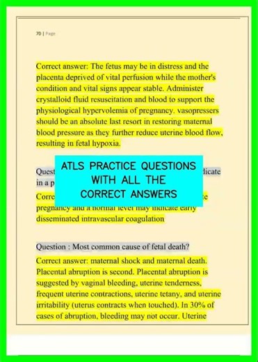 ATLS PRACTICE QUESTIONS WITH ALL THE CORRECT ANSWERS video