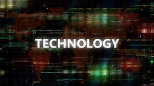 Global Technology Text Reveal on Digital Map Background