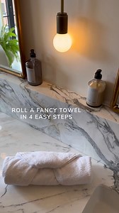 16K views · 32 reactions | Roll your fluffy towels the fancy way in 4 easy steps ⬇️ Plus, shop bath towels: bit.ly/3NJtb92 1. Fold towel in half 2. Fold in 2 corners diagonally 3. Roll up 4. Tuck in | Joss & Main | Facebook