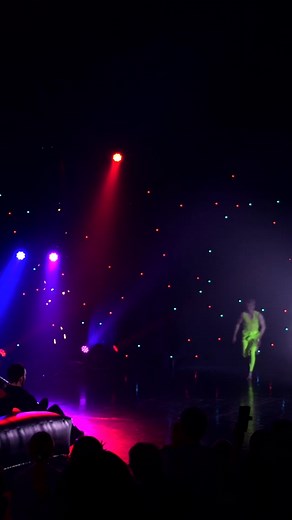 Dynamic Acrobatic Performance with Colorful Stage Lights