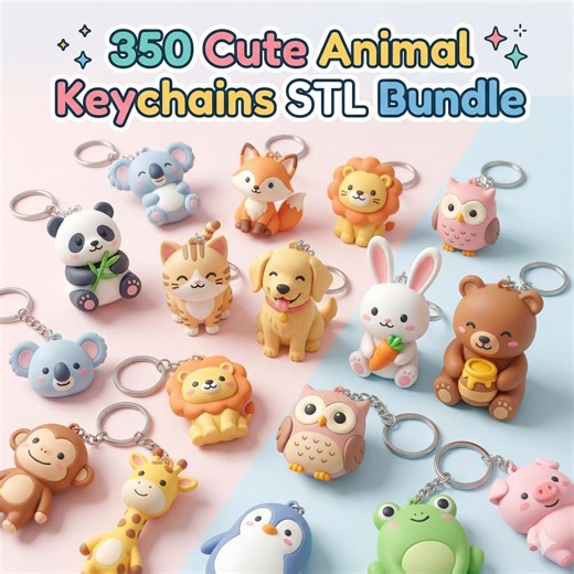 350  Keychain Mega STL Bundle, Animal Keychain STL Files, 3D Print Keyrings, Cute STL Designs, Instant Download - Etsy