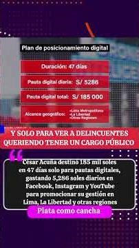 Acuña allocated 185,000 soles solely for digital advertising, spending 5,286 soles daily on Faceb...