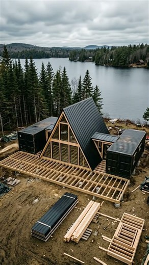 Building the Ultimate A-Frame Cabin with Shipping Containers! 🏗️🌲