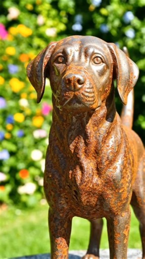 I tried to remove the rust from the dog statue #dogs #rustremoval #asmr #satisfying