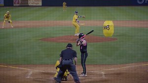 When the pitcher let's the third baseman and shortstop throw a pitch for him and then the left fielder comes in clutch with a diving catch😎 | The Savannah Bananas