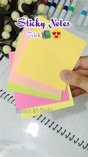 Sticky notes Tricks😍📚Notes Taking Tips✨#shorts #craft #stickynotes #tricks #foryou #notetaking #art