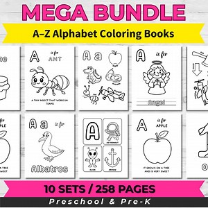 258 Pages Alphabet Coloring Bundle, ABC Coloring Pages, Animals, Numbers, Fruits, Preschool Learning, Kids Activity, Printable PDF, Pre-k - Etsy Canada