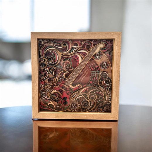 3D Layered Guitar Shadow Box, Laser Cut Wood Wall Art for Musicians - Etsy