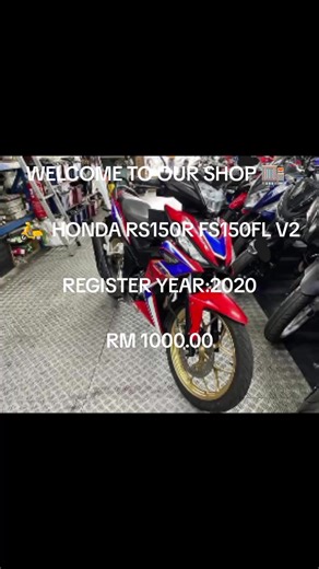WELCOME TO OUR SHOP 🏬 🔥 🔥 ‼️ ✨ PROMOSI HEBAT✨ 🛵 HONDA RS150R FS150FL V2 REGISTER YEAR:2020 ✅satu owner sahaja!! ✅ WARRANTY 2bulan engine ✅boleh loan kedai dan loan credit ✅good condition and engine standard ✅condition tiptop Basic Selling Price OTR--> RM 1000.00💰 (include all) -Insurans 3rd PA 1 year -Roadtax 1 Year, -Tukar nama, -Handling charges & MISC -Free Gift : -helmet -minyak hitam ✅Penghantaran Express ✅Penghantaran Keseluruh Kawasan MALAYSIA #fyp #hondars150r #motosikallelong #paha