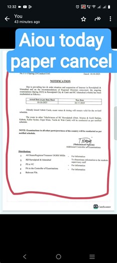Aiou Paper Cancel | Aiou Spring 2025 Paper Postponed