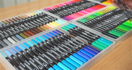 Watch 100 Colored Markers for Adult Coloring, Dual Tip Brush Pens on Amazon Live