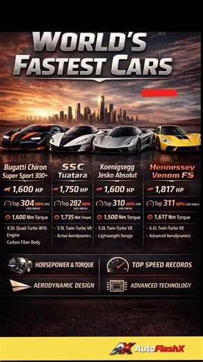 World’s Fastest Cars 🤯 | 300+ MPH Monsters #autonews #automobile