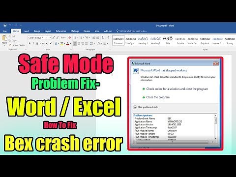 Safe Mode Problem Fix-100% Word/Excel || How To Fix Bex crash error