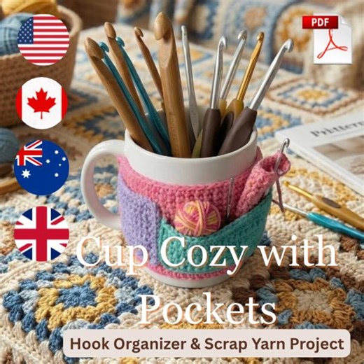 Mug Organizer Crochet Pattern | Digital Download | DIY Crochet Hook Holder & Cup Warmer|crochet Mug Caddy Pattern PDF | Cup Cozy With Pocket - Etsy