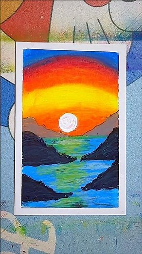 Easy Sunset Drawing for Beginners | Oil Pastel Scenery #oilpastelart