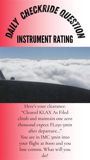Are you proficient in your lost comms procedures? Your Examiner will find out! . . . #FullSpectrumFlight #FSFlight #GeneralAviation #Aviation #Airplane #FlightInstructor #GoldSeal #FlightSchool #quiz #checkride #ScenarioBasedTraining #SBT #Flying #PrivatePilot #CommercialPilot #ATP #Pilot #PilotLife #IFR #FlightInstructor #CFI #CFII #AskACFI #LearnToFly #Skyhawk #Cessna #172 #HowToBeAPilot #AviationPhotography #lookoutbelowcauseherewego