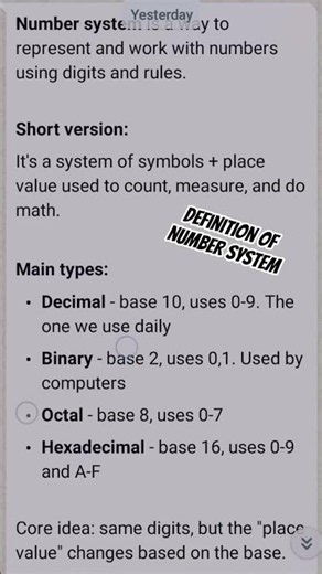 definition of number system and part of number system