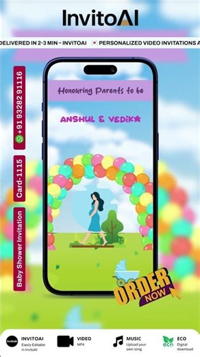 Baby Shower Invitation Video | Custom Baby shower | AI- 1115