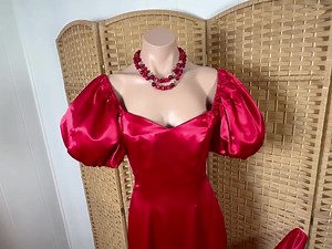 Vintage 1980s Red Satin Bombshell Jessica Rabbit Dress W/mermaid Skirt   Huge Lantern Sleeves, 80s Party, Prom, Costume, XS, 30”B, 23”W - Etsy