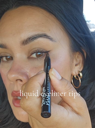 My favourite liquid eyeliner right now @NYX Professional Makeup epic liner pen! beginner friendly and longwearing ✨️ Makeup tips: • Angle the liner in both directions so you catch all the skin (no gaps when you blink 👀) • Look straight ahead into the mirror and apply over the your eye fold. then raise eyebrows to fill any gaps • If you find your liner disappears after you finished your makeup it’s because your brows were slightly raised while applying the shape… go back in and perfect it again 