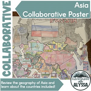 Asia Map Collaborative Poster Social Studies Display