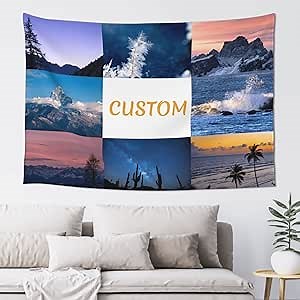 COWDIY Personalized Wall Tapestry Customize Your Own Picture and Print Text Custom Tapestry for Pets and Family Suitable for Decor Living Room and Bedroom Birthday Wedding Gift (40''WX60''L)