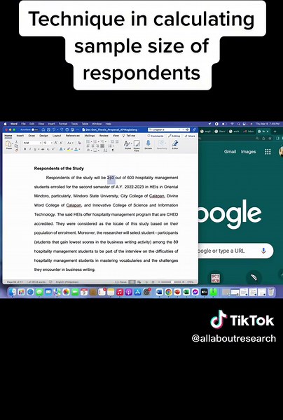 Technique in calculating sample size of respondents #fyp #researchpaper #thesis #dissertation #simplerandomsampling #respondents #samplesizecalculator