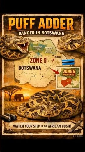 🐍 Puff Adder – One of Africa’s Most Dangerous Snakes #thisisliving #africanconservation #worldsnake