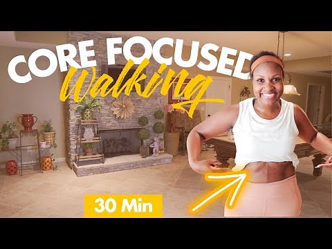 30 Minute Core Focused Walking Workout | At Home Walking Workout | Moore2Health
