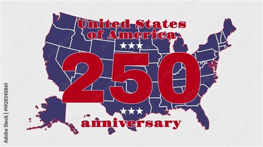 Poster graphic for the 250th anniversary of America with the USA map and the USA stars.