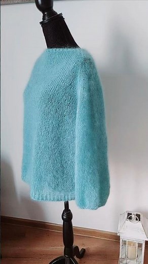 Handgestrickter Mohair‑Pullover in Eisblau – Lang Yarns Mohair Luxe, #knitting #handmade